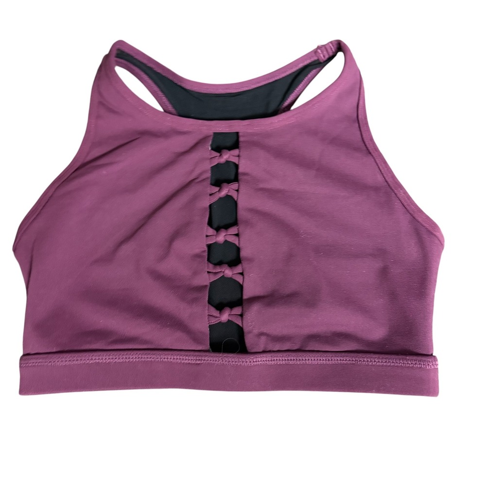 Born Primitive Sports Bra Plum Purple Lattice Front Mesh Racerback Small